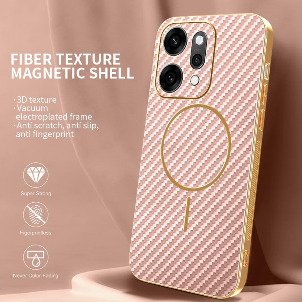 Pro Oppo Reno14 Pro 5G (Globální) Pouzdro Zadní kryt z TPU s texturou karbonových vláken a galvanickým pokovením