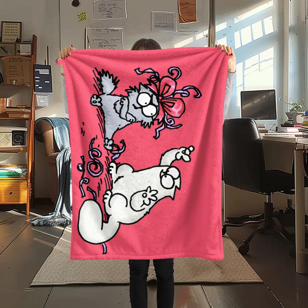 1 Pezzo Coperta in Flanella con Stampa Simon's Cat, Alta qualità Confortevole per Tutte le Stagioni, Decorazione per la Casa, Calore e Comfort, Perfetta per Regali di Natale