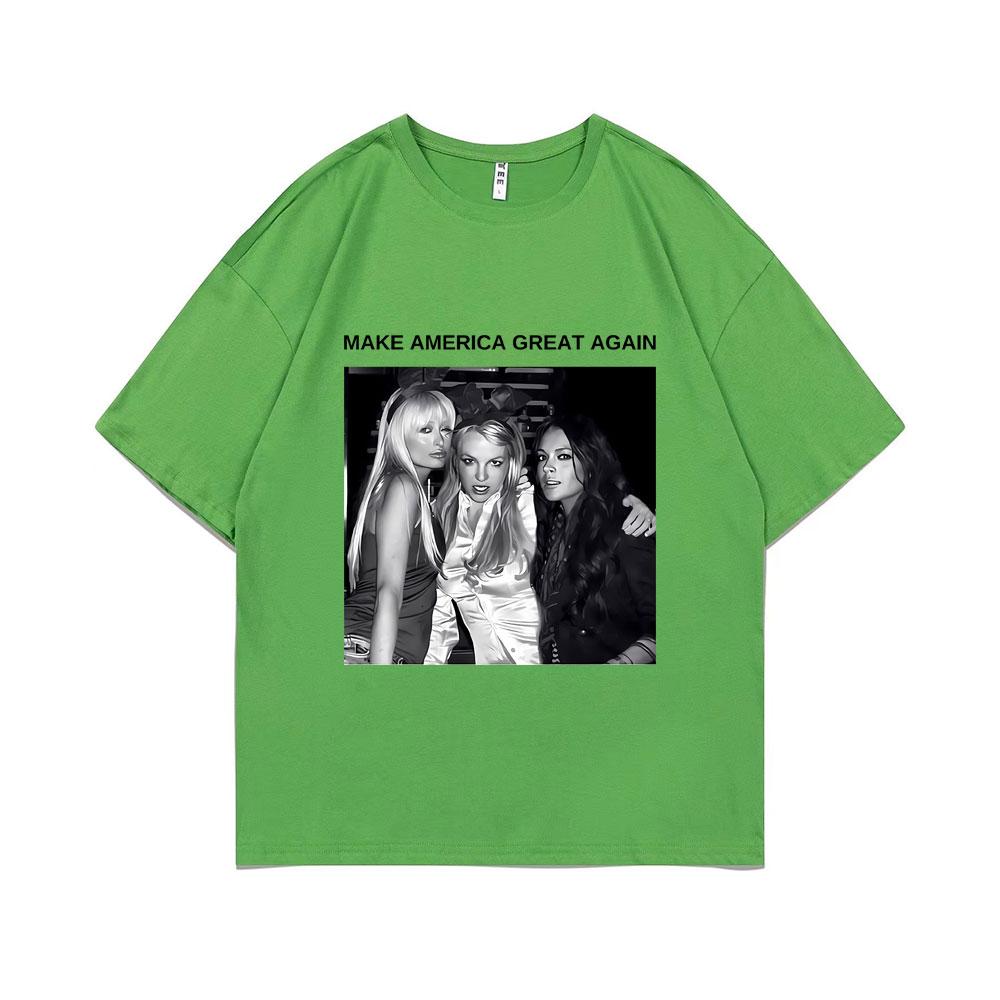 

Make America Great Again Paris Hilton Britney Spears Lindsay Lohan Graphic T Shirts Unisex Women Y2k Aesthetic Oversized T-shirts 4XL