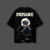 Demon Slayer Anime Inosuke Oversized Black Tshirt Men and Women Breathable High Quality Y2K Short Sleeve Summer Tshirt