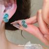 Gradient Color Crystal Butterfly Stud Earrings Shiny Rhinestone Women Fashion Ear Jewelry
