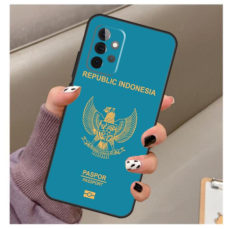 Indonesia Passport Flag Map Case For Samsung Galaxy A33 A13 A53 A34 A54 A14 A15 A16 A26 A36 A56 A12 A32 A52 A06 A35 A55