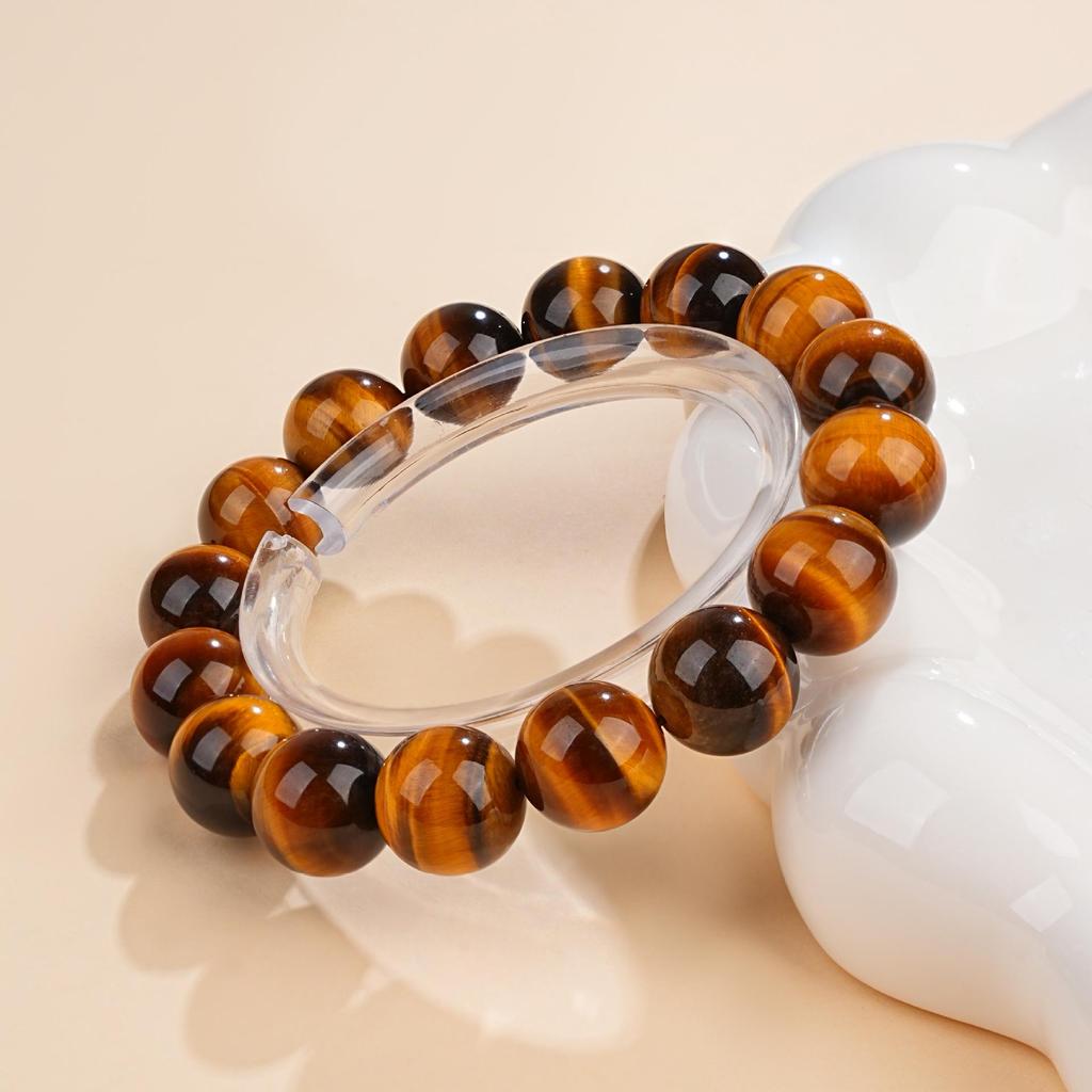 Mei Zhuo Crystal Natural Yellow Tiger Eye Round Bead Bracelet for DIY Stringing