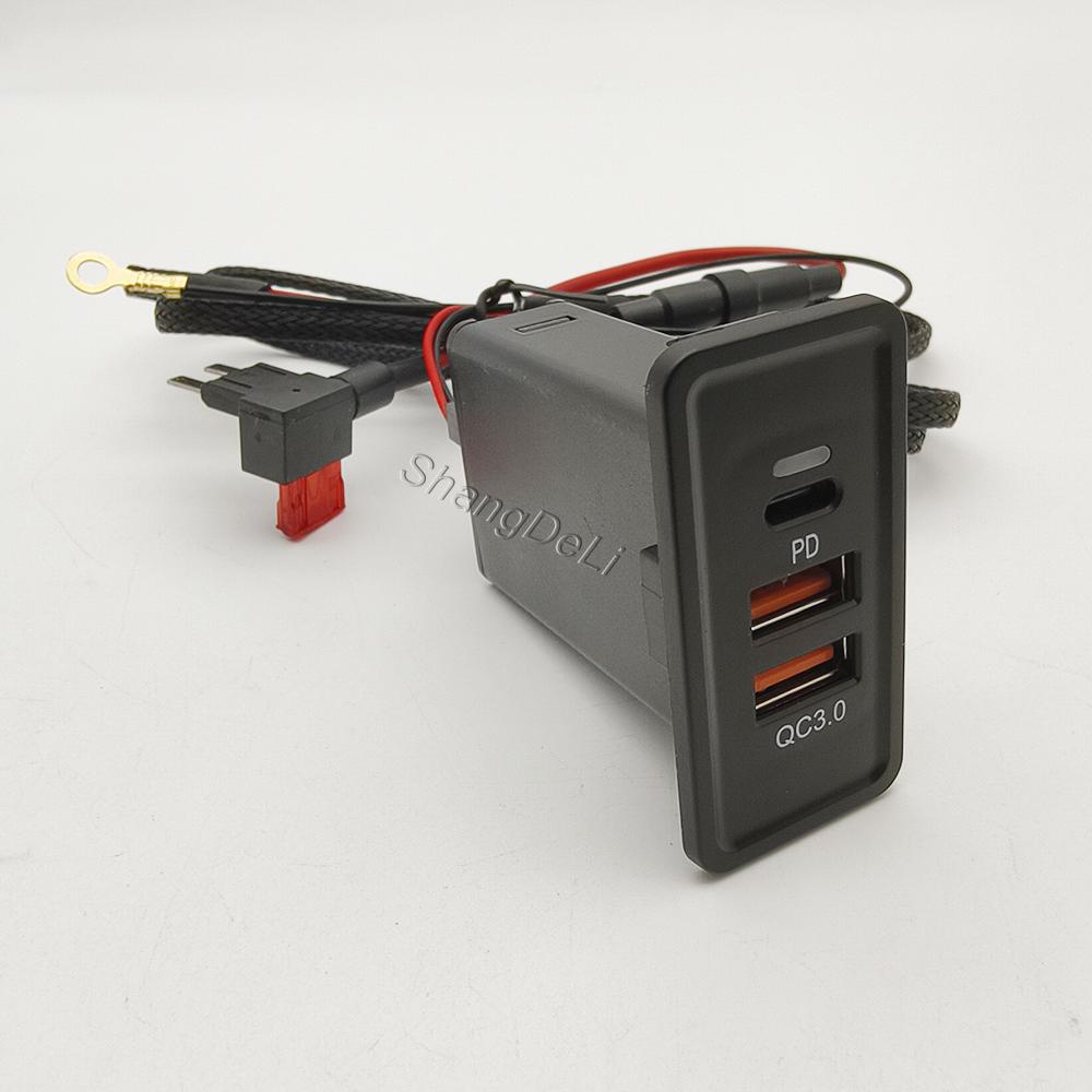 12V/24V Modified Charging Socket Power Outlet Switch Car Dual USB Charge QC3.0 Phone Charger Adapter For VW Golf 7 Accessories