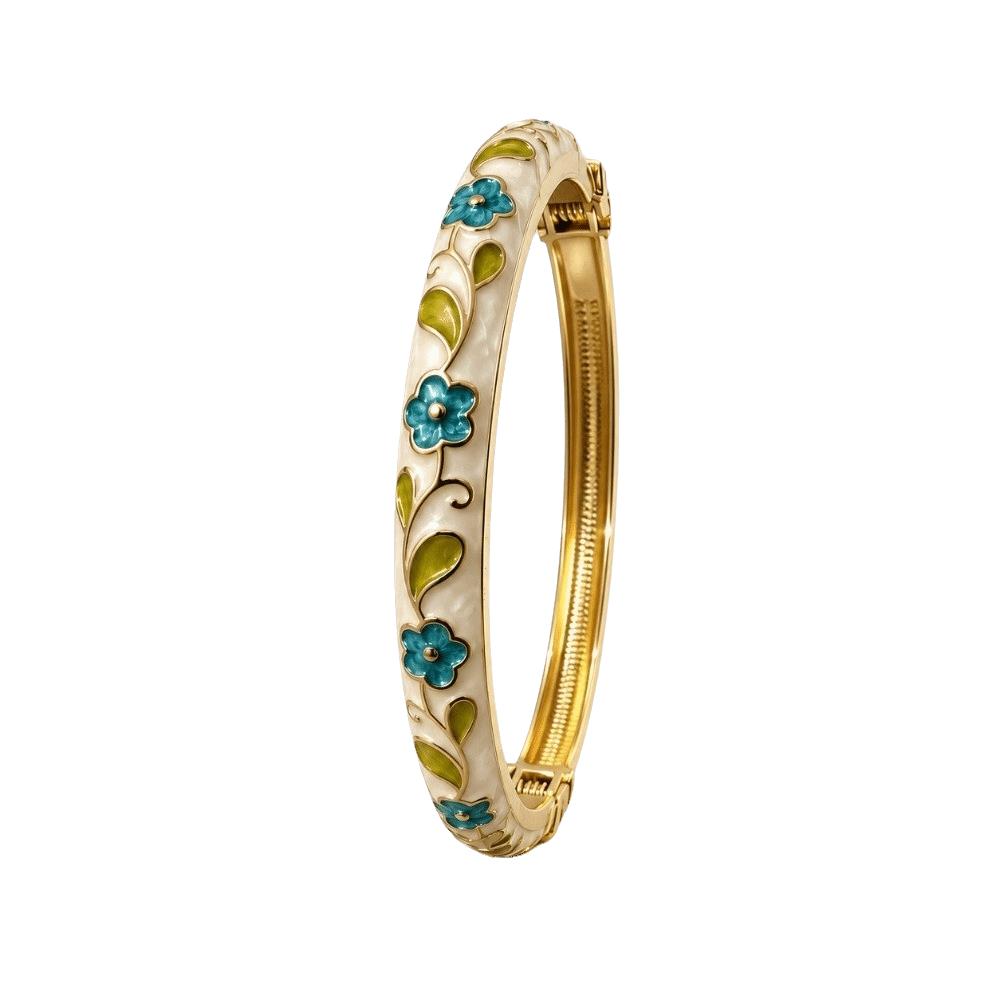 Enamel Flower Bangle Colorful Women's Hand Bracelet Fashion Vintage Cloisonne Bangle  Jewelry Gifts