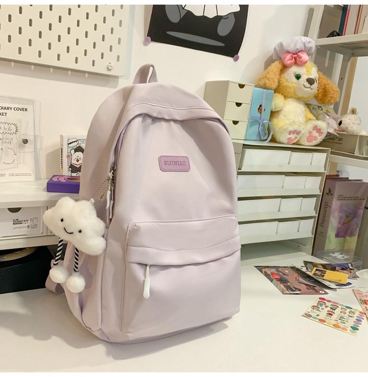 Schoolbag Japanese simple backpack large capacity high sense casual backpack male multi-function solid color female college student schoolbag tide