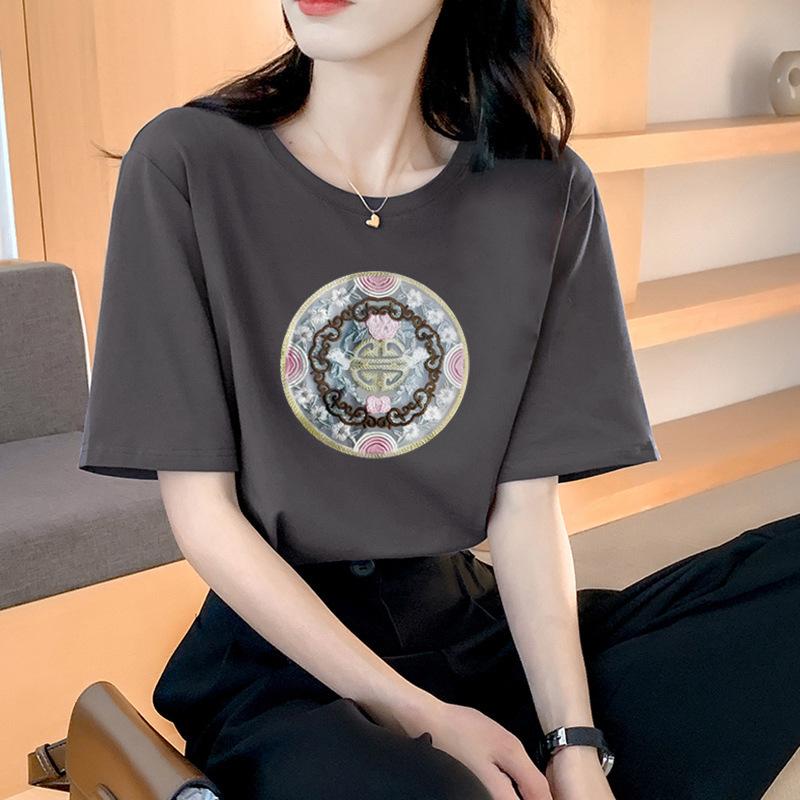 VEZFAA Damenmode Casual Sommer Frühling Kurzarm O-Ausschnitt Blusen & Hemden