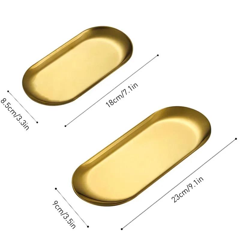 Nordisk Stil Guld Silver Rostfritt Stål Dessert Matplatta Nöt Kakfruktplatta Handdukstråg Snacks Västerländsk Biffkött Kökstallrik