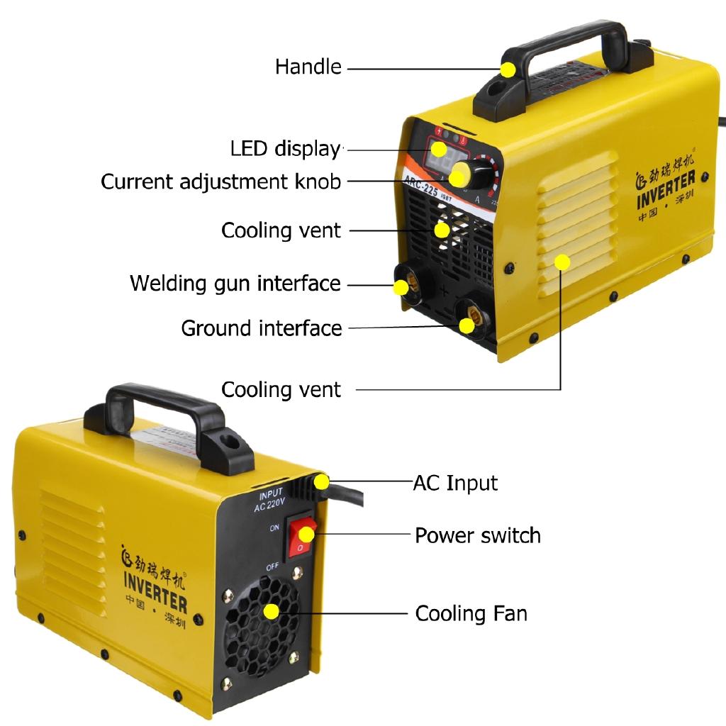 6000W TIG/MMA Electric Welding Machine ARC-225 IGBT Inverter Stick Welder  22.5x10x15cm
