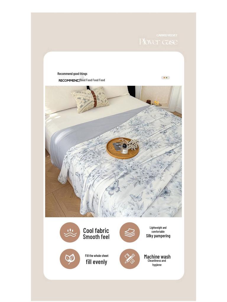 Summer Silk Quilt: Digital Print Floral Air Conditioning Comforter