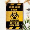 Enter At Your Own Risk Biohazard Warning Tin Sign 8x12in Hazardous Area Danger Zone Metal Wall Decor Industrial Lab Safety