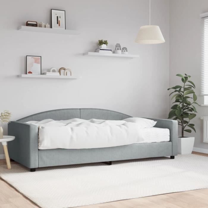 VidaXL Daybed with Mattress Light Grey 100x200 Cm Fabric 3197175