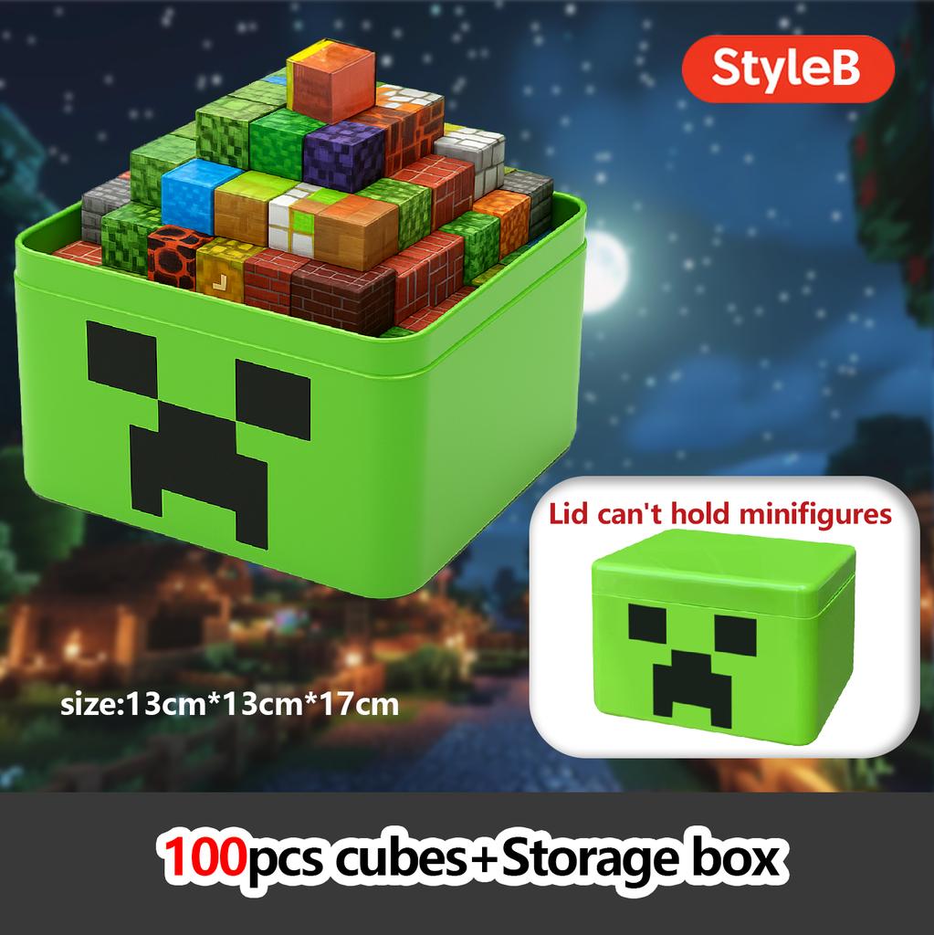 Magnetic Building Blocks Toy Storage Box Set Can Hold Figures Magnet Cube Pixel Style Model Baseplate Toys Children 2025 Gift