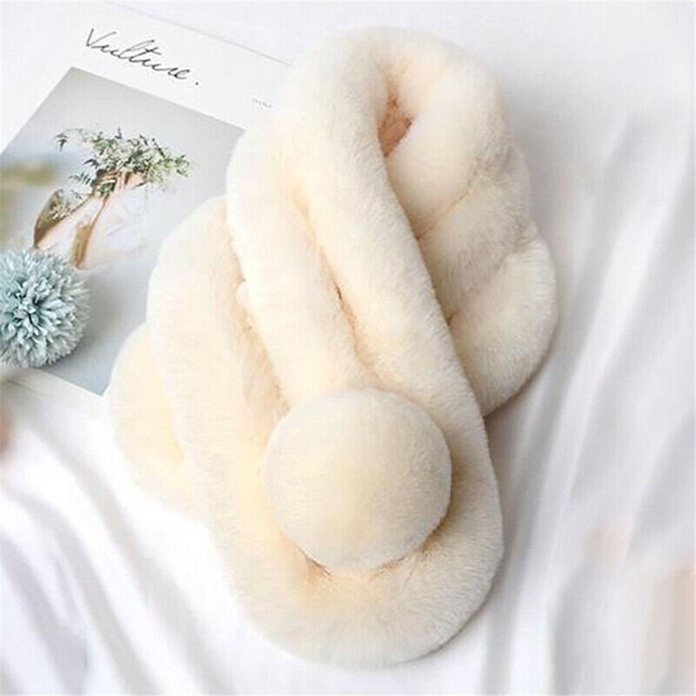 Fashion Thicken Warm Soft Windproof Faux Fur Scarf Neck Warmer Plush Scarves Fluffy Shawl