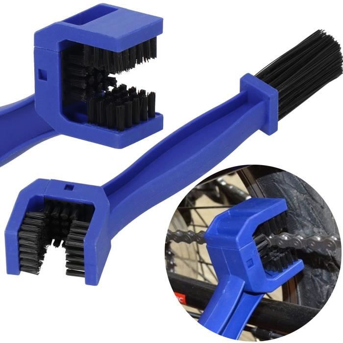 Brosse double face pour le nettoyage de la chaîne - SPRINGOS - Entretien du vélo - Couleur : bleu