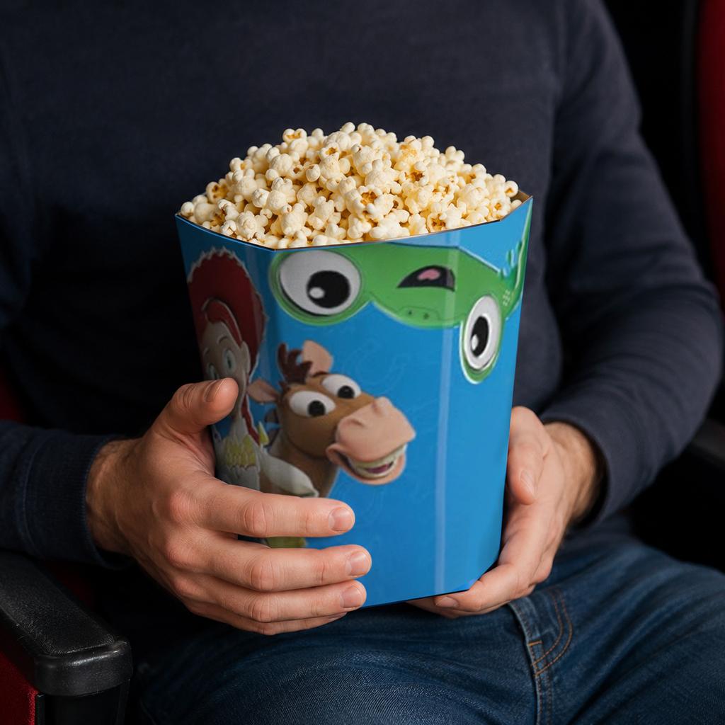 3D Printed Popcorn Bucket Movie-Themed Container Durable Plastic Material Reusable Design Suitable for Home Theater and Parties
