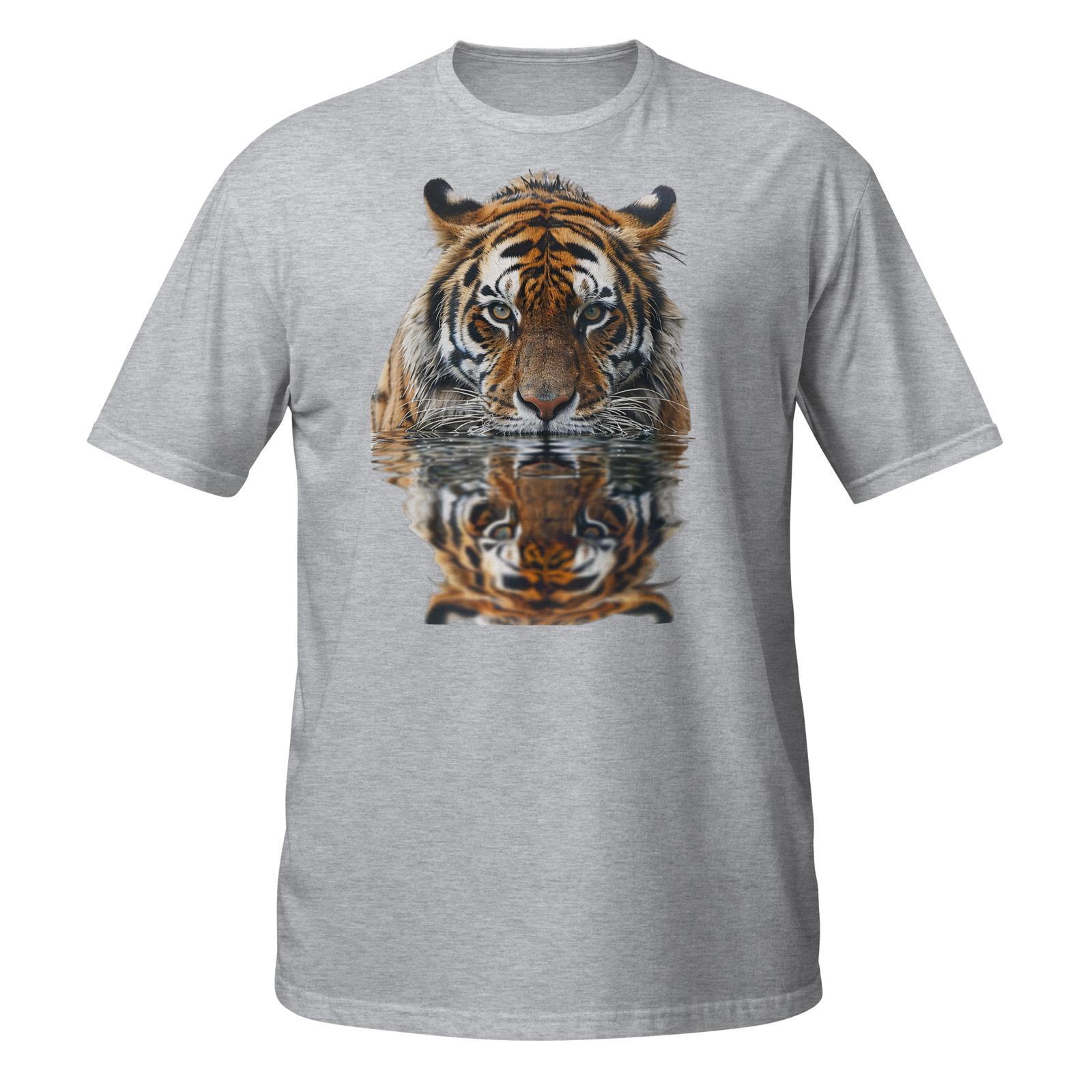 Tiger Drinking Water Reflection Graphic T-Shirt Mens Womens Tees Top Tee | Unique Wildlife Design L