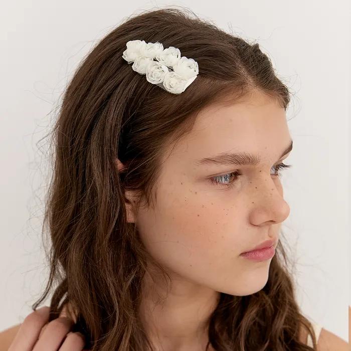 [SET] rosy bloom hair pin - ivory