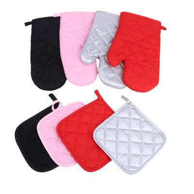 1Set Oven Baking Gloves Oven Mitts Microwave Oven Gloves High-Temperature Resistant Polyester Gloves Kitchen Baking Tools