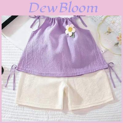 Summer Girl Floral Sleeveless Twopiece Set With Soft Polyester Fabric For Kids