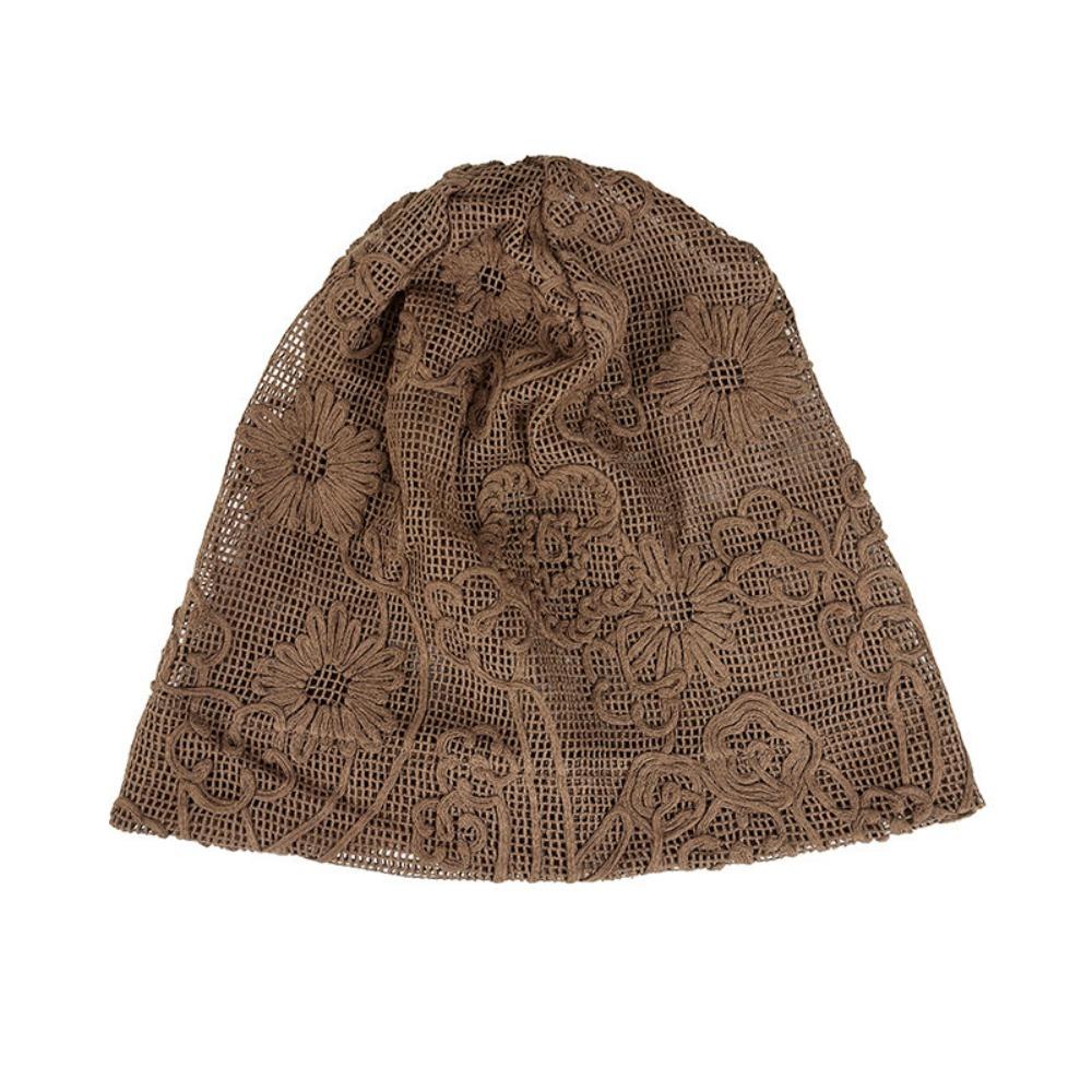 

Spicy Girl Crochet Flower Lace Hat Breathable Weave Knitted Cap Cute Flower Pile Hat Spring Summer кофейный