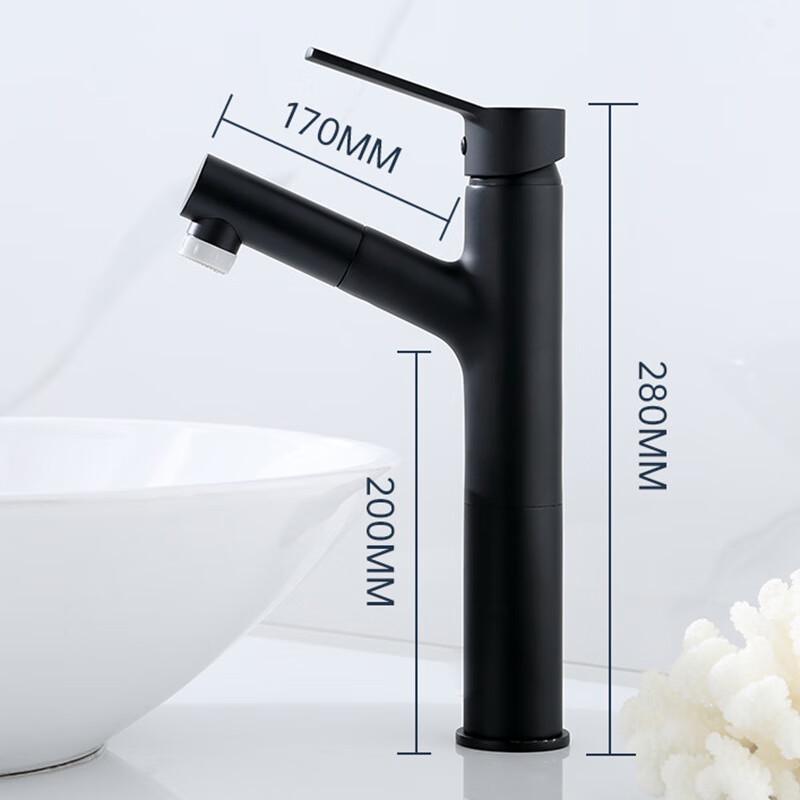 VEMUSE Black Pull-Out Basin Faucet