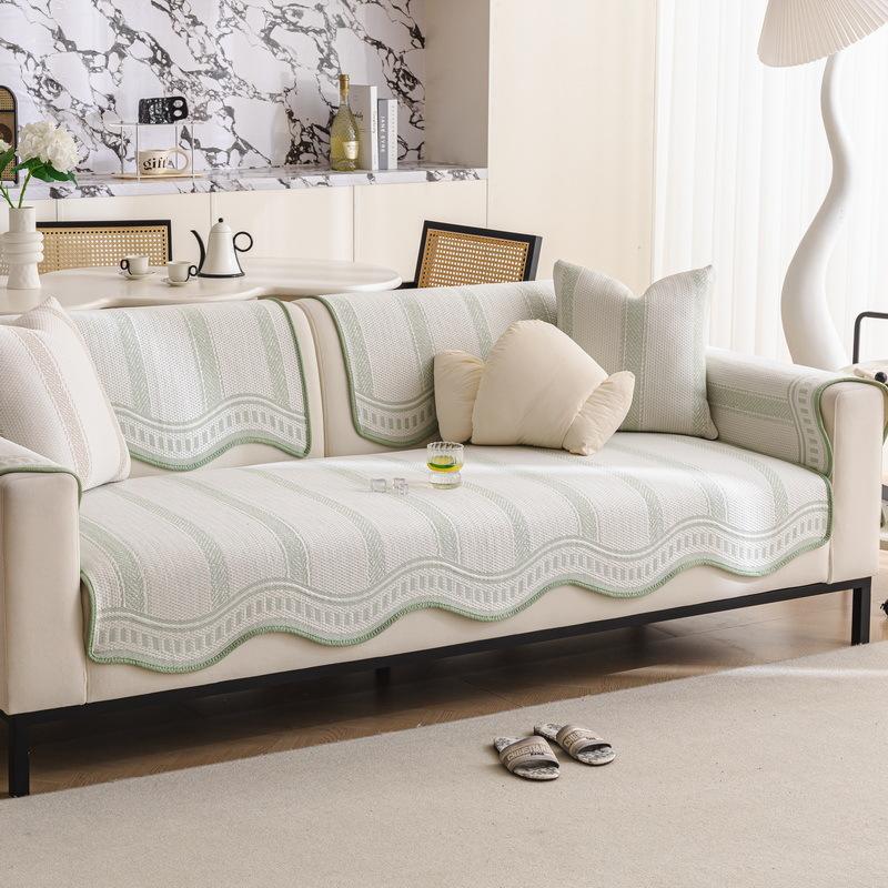 Special-Shaped Sofa Cushion, Ice Silk, Summer Cool Non-Slip Sofa Mat, Straight-Lined One-Piece Anti-Cat Scratch Sofa Cover