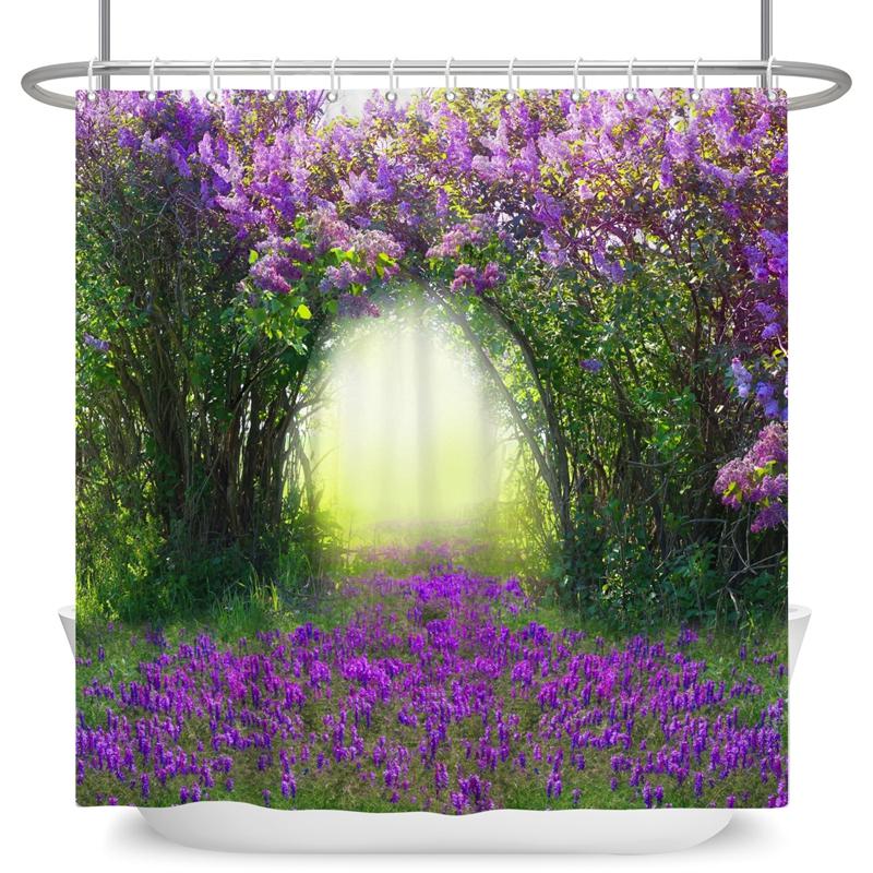 Enchanted Forest Shower Curtain Cartoon Magic Tale Mushroom Wonderland Gothic Shower Curtain Waterproof Bath Decor With Hooks