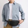Sacs Bananes Minimalistes en Cuir Véritable Uni pour Hommes et Femmes Sacoche Bandoulière Poitrine Texture Granulée Vintage Sac Drôle