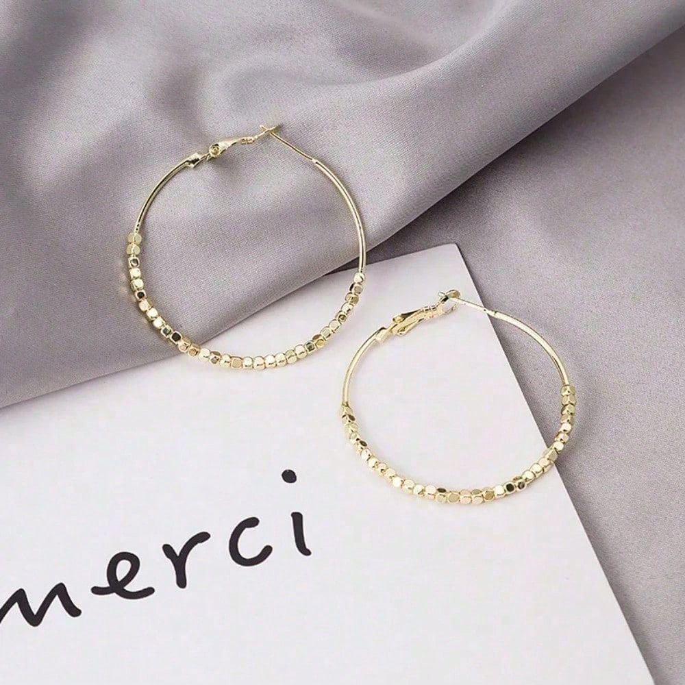 Shiny Hoop Earrings For Women Oorbellen Geometric Circle Earrings Female Fashion Jewelry Boucles D'oreill