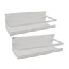 2PCS Wall Mount Storage Shelf with Hooks Magnetic Suction Floating Organizer for Bathroom Washstand White