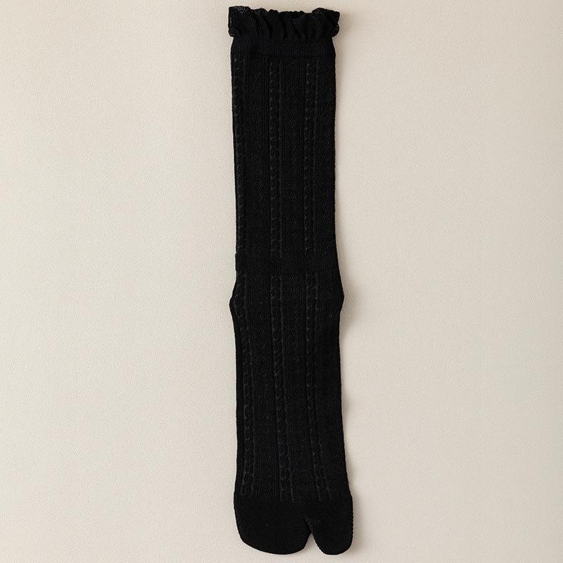 Women's Summer Cotton Mesh Boneless White Breathable Lace Two Toe Pile Socks