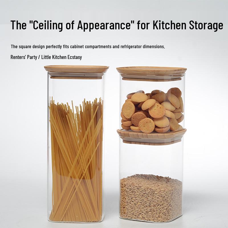 Cross-Border Kitchen High Borosilicate Glass Seasoning Jar Set - Multi-Functional Sealed Grain Jars for Home