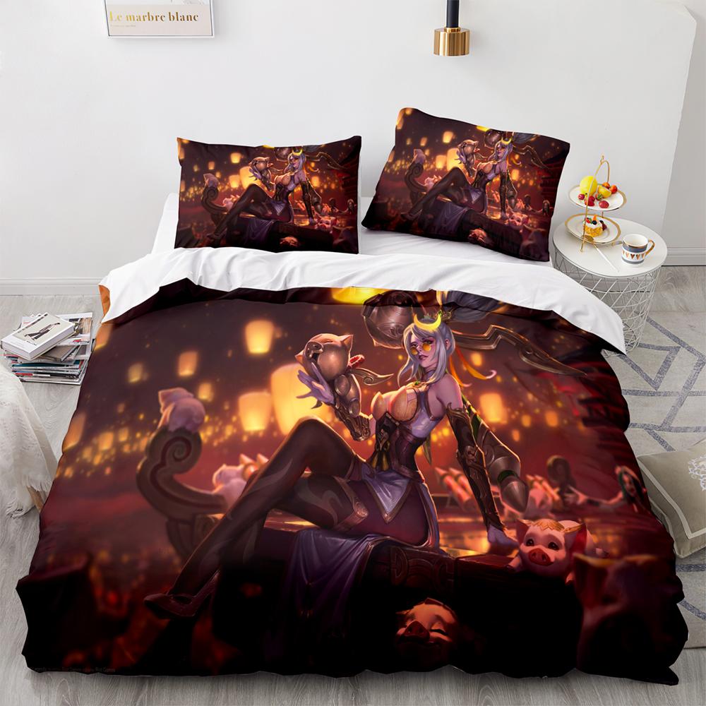 3D Print League Of Heroes Bedding Set Single Twin Full Queen King Size Game Anime Bed Set Aldult Kid Bedroom Duvet Cover Sets