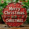 D Flat  A Circular D Relief Sign with a Christmas Theme Featuring a Red Background The Phrase Merry Christmas Along with