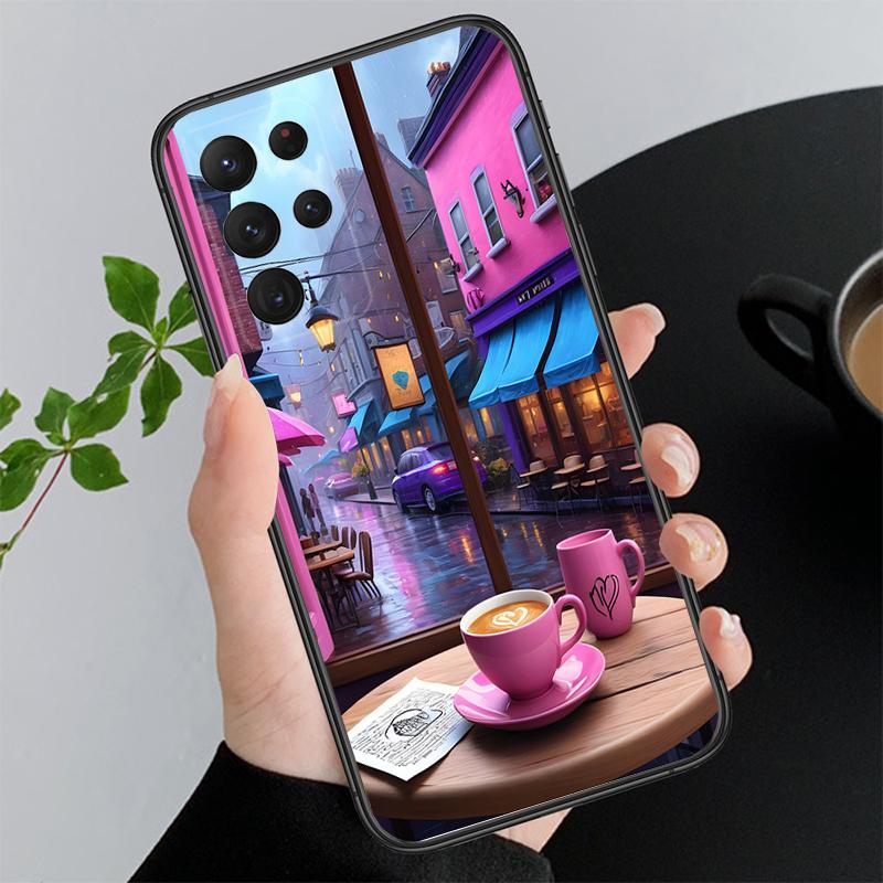 Phone Case For Samsung A55 A16 A56 A36 A35 A15 A53 A54 A33 A34 A25 A05S A52 A52S A14 A26 A71 Coffee Cafe night Aesthetic