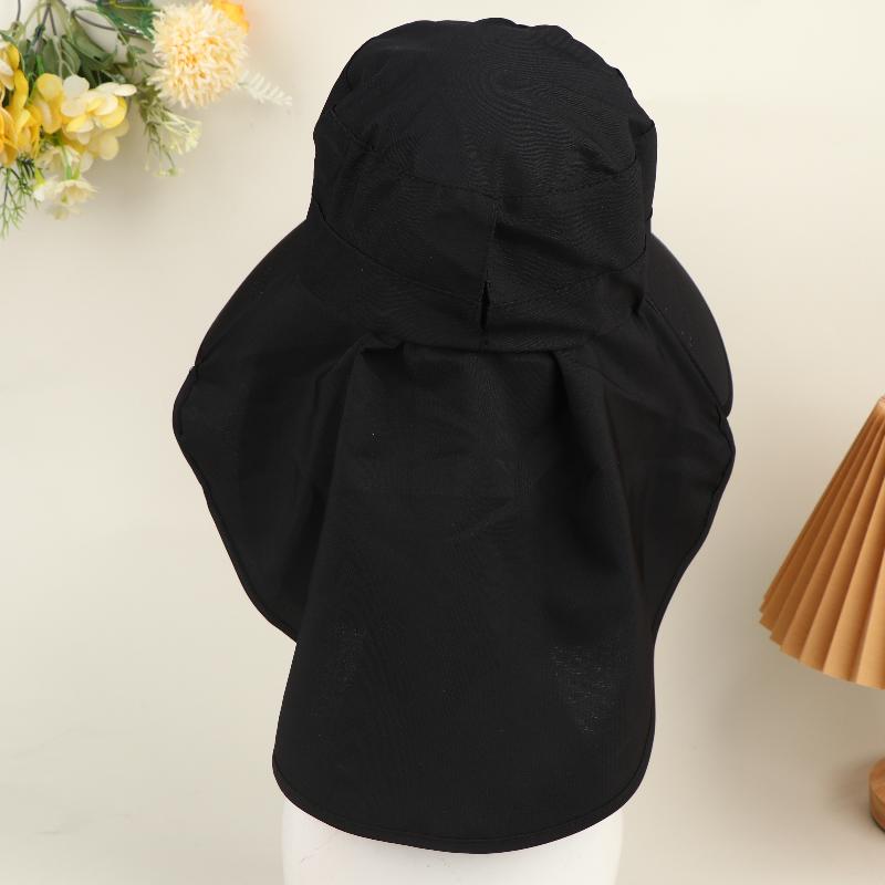 Casual Foldable Shawl Fisherman Hat Wide Brim Adjustable Ice Silk Sunscreen Hat Anti Uv Breathable Tea Picking Hat Summer