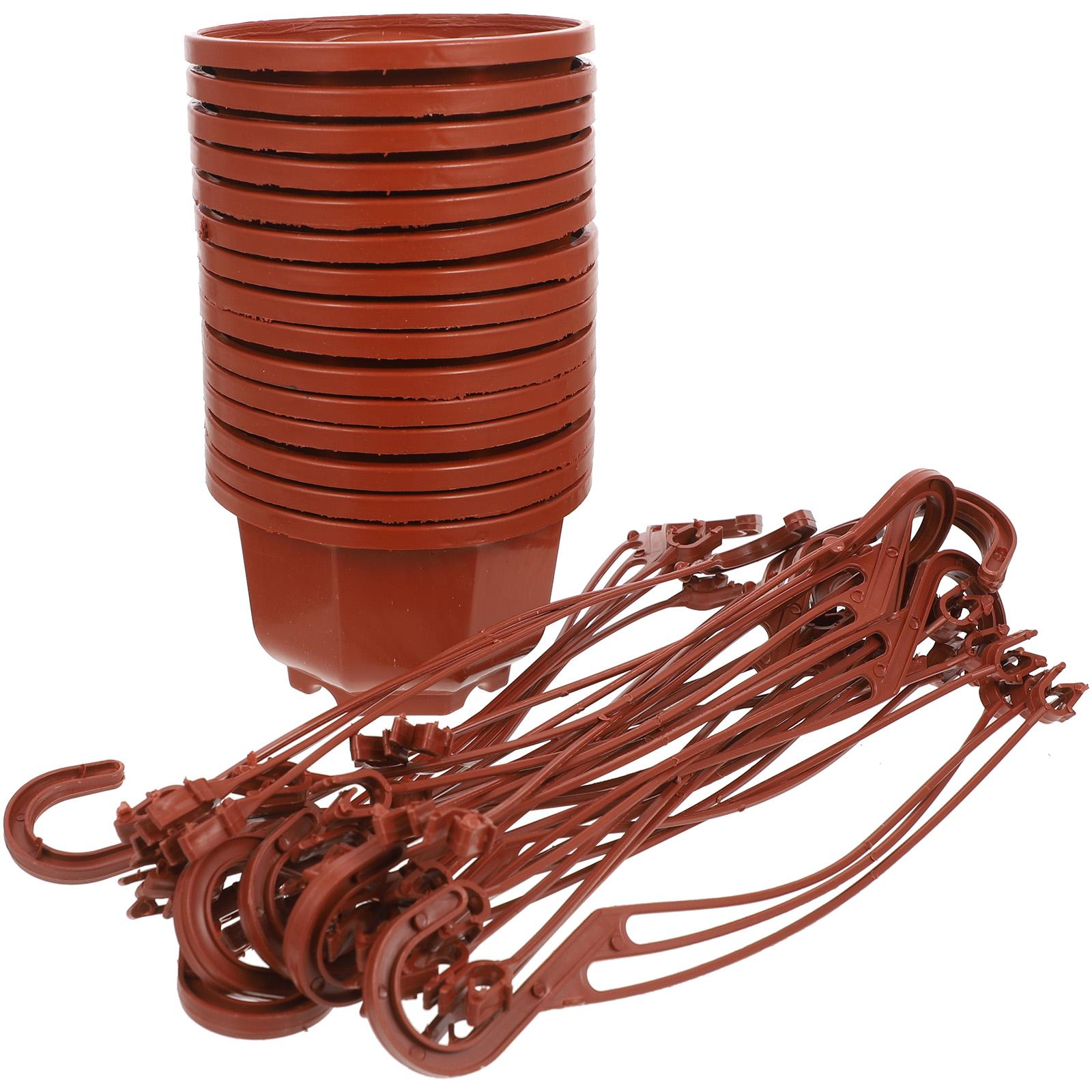 

15 комплектов цветочных горшков Scindapsus, пластиковых цветочных кашпо, подвесных цветочных горшков с крючками 9.5X6CM кофейный