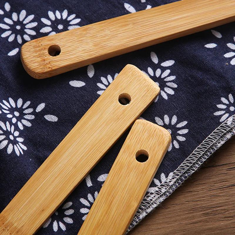 1/3pcs30cm Wooden Non-stick Spatula Spatula Rice Spoon Long Handle Unpainted Bamboo Spatula Household Kitchen