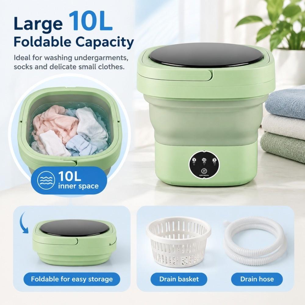 Plastic Foldable Washing Machine 10L Capacity Small Laundry Machine For Underwear