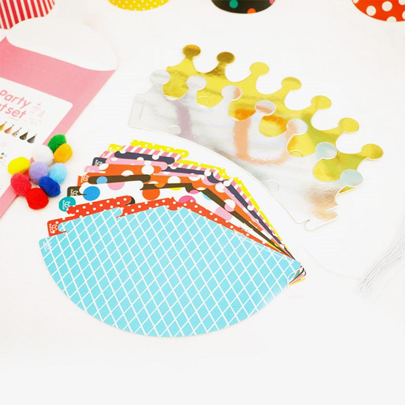 11Pcs/Set Children's Birthday Party Trumpet Birthday Hat Polka Dot Velvet Ball Anniversary Party Hat Decor Baby's Photo Prop