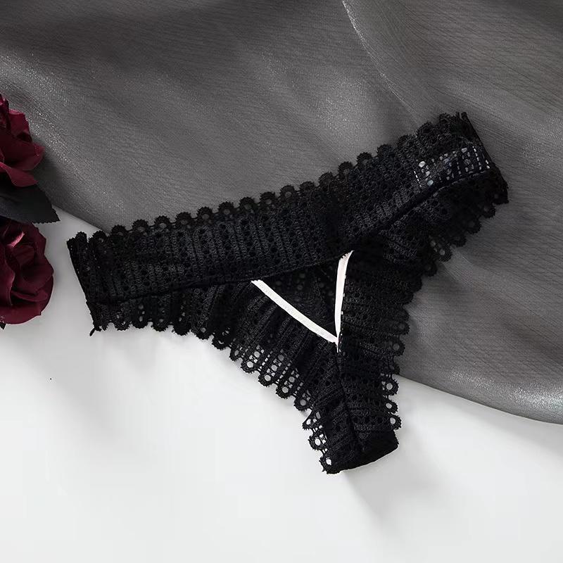 Low Waist Lace Sexy Transparent Women's Underwear Erotic Hollow Out Cotton Crotch Panties Breathable See Through Briefs