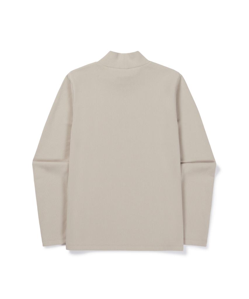 SNOWPEAK APPAREL Ribbed Women'S Mock Neck Long Sleeve T-Shirt (S26Fwftl33) Light Beige