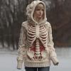Womens Cozy Oversized Hooded Sweater With 3D Christmas Snowman Print Soft Knit Pullover Winter