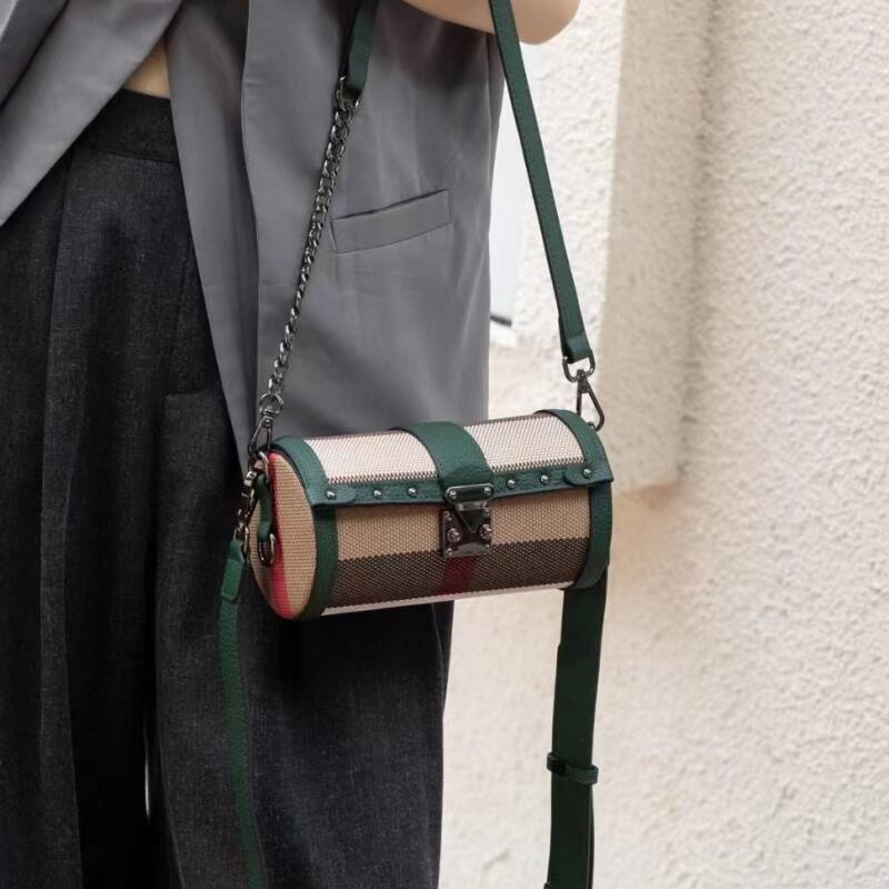 Women's Retro Axillary Bag Advanced Shoulder Bags New Fashion Checkered Small Round Bag Korean Style Outdoor Crossbody Bags