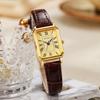 Women Square Quartz Watch Retro Roman Numerals Dial Black Leather Strap Elegant Casual Office Ladies Wristwatch