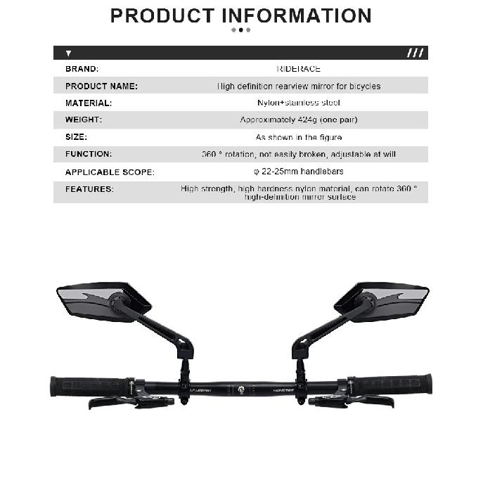 Bicycle Rear View Mirror Wide Range Reflector Two-Color Wide Angle Adjustable Bike Handlebar Rearview Mirrors MTB Accessories