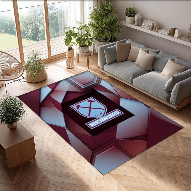 Tappeto in Velluto di Cristallo con Stampa del West Ham United Football, Comodo Assorbente d'Acqua Antiscivolo Tappeto per Pavimenti Interni