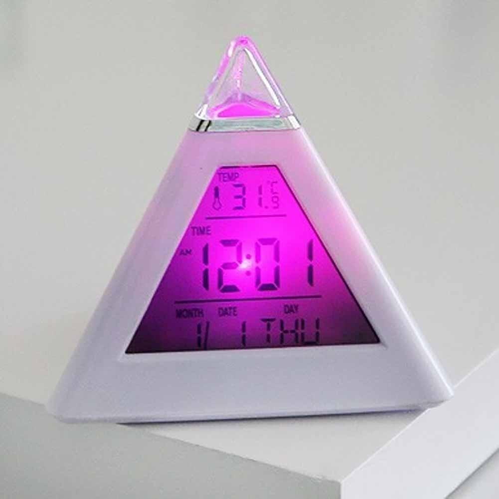 LED Decor 7 Change Color Alarm Clock Mute Electronic Clock Office Desk Clock