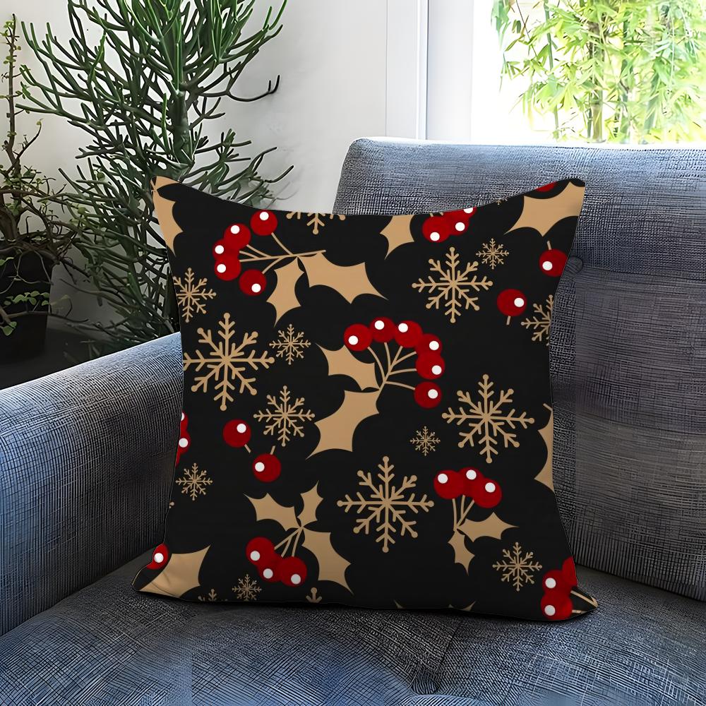 Christmas tree bells snowman Cushion Cover Comfortable Reversible Pillow Cover Ideal for Car Sofa Bedroom & Beyond